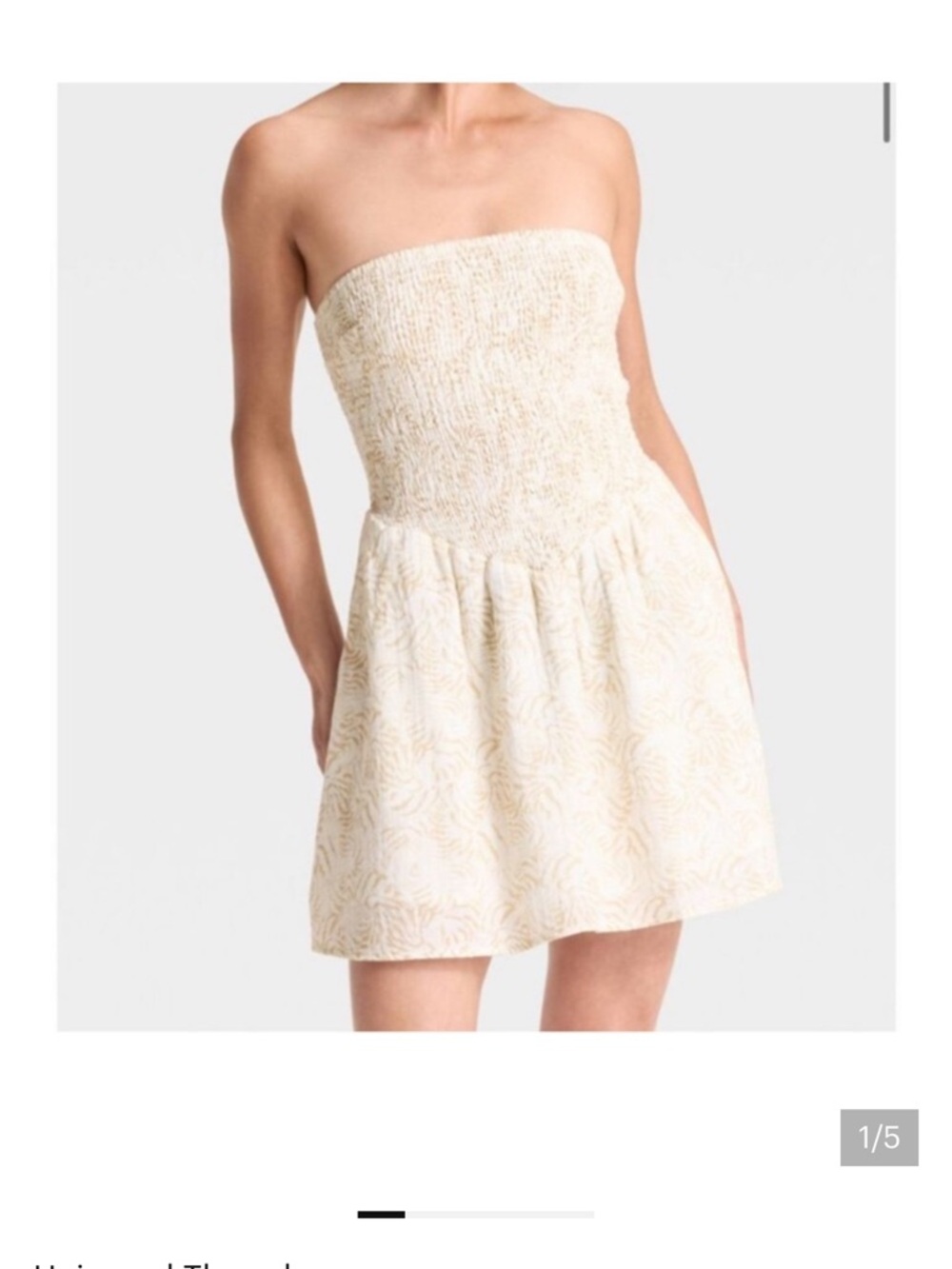 Universal Thread Womans Strapless Cream Textured Smocked Sundress- Size-Smal